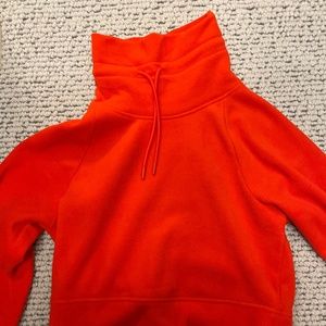 Gap women’s orange fleece funnel neck Cropped pullover